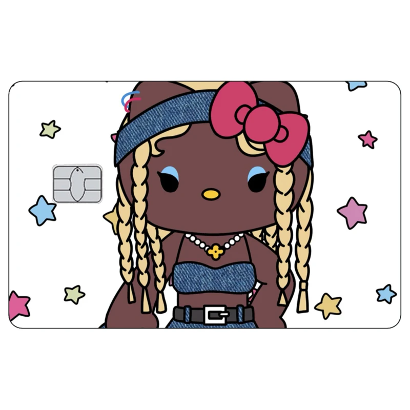 ملصقات جلدية لبطاقة الائتمان كيتي بطبعة الفهد، ملصق كرتوني لطيف غير لامع مناسب لبطاقة بنك VISA وبطاقات IC المغناطيسية الأخرى