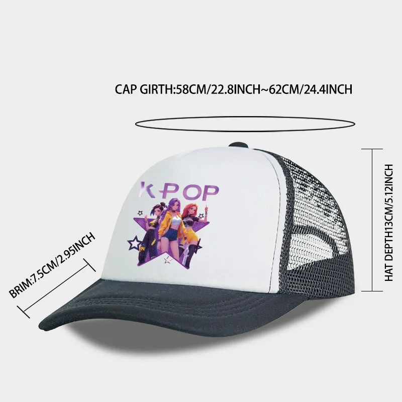 K-POP Girl Group Printed Mesh Cap, Breathable Summer Baseball Cap, Adjustable Unisex Sun Hat, Perfect for K-Pop Fans