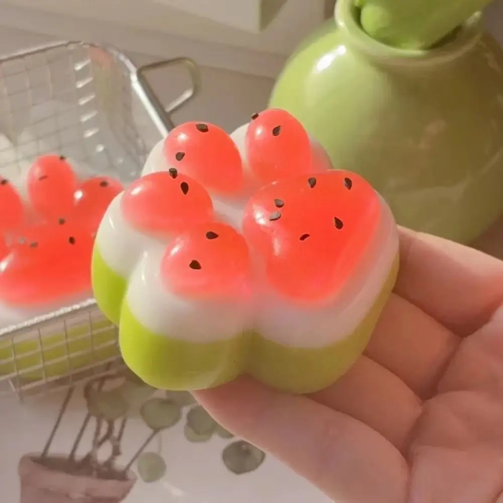 Creative Watermelon Cat Paw Squeeze Paw Design Realistic Sensory Fidget Ball Pinch Cute Summer Slow Rebound Student Prize