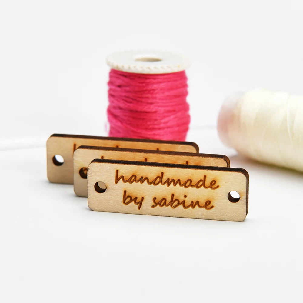 

Laser Engraved Custom Wooden Labels | 3mm Thick for Clothing, Home Decor & DIY Crafts – 38x12.5mm, Eco-Friendly, Multiple Sizes