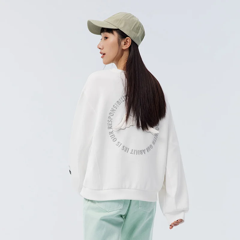 Sweter Oblong Atasan Sulaman Huruf Fashion Personal 2023 Sweter Wanita Musim Semi Longgar Kerah O Hoodie Kasual Serbaguna