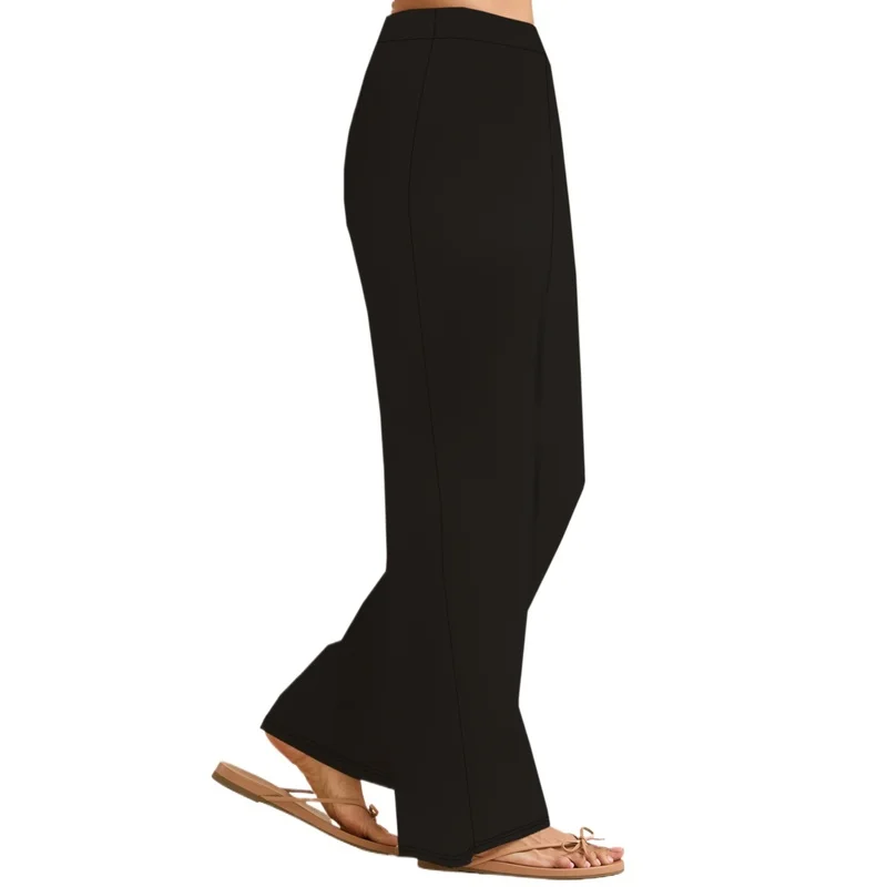 2025 Casual Modern Straight Leg Pants Women Elastic Waist Comfortable Slimming Black Office Party Trousers