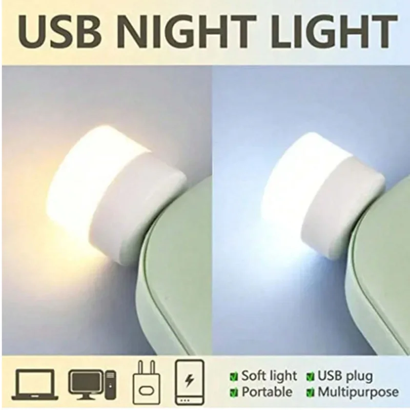 50PCSMini USB Plug Computer Mobile Power Charging LED Night Lamp Night Light Warm White Eye Protection Book Reading Light LT019