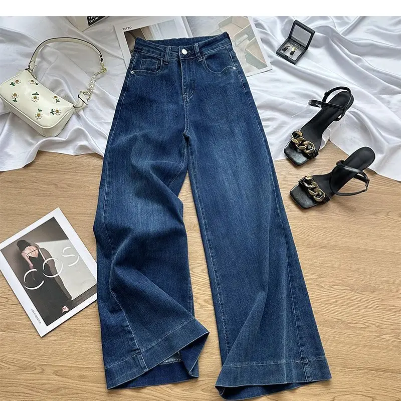 

Comfortable slimming high-waisted jeans for petite individuals2025Elastic design loose wide-leg pants for women, floor-length tr