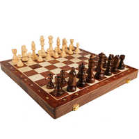 45cm High End Folding Chess Se Top-Grade Walnut Chessboard with Handcrafted Solid Wood Pieces, Classic Gift Board Game