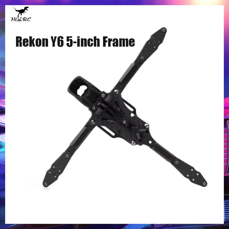 HGLRC Rekon Y6 5-inch Frame Kit Y-Type Long Endurance 3K Carbon Fiber Compatible Analog/O3/O4/Moonlight Kit VTX
