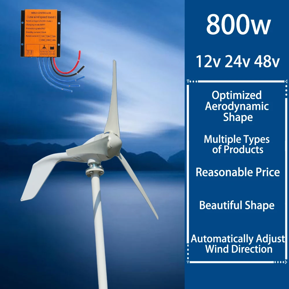 Sale!!l 12v 24v 48v wind turbine with 12V 24V Auto regulator home 400w 1.3m start up three phase AC wind turbine no controller