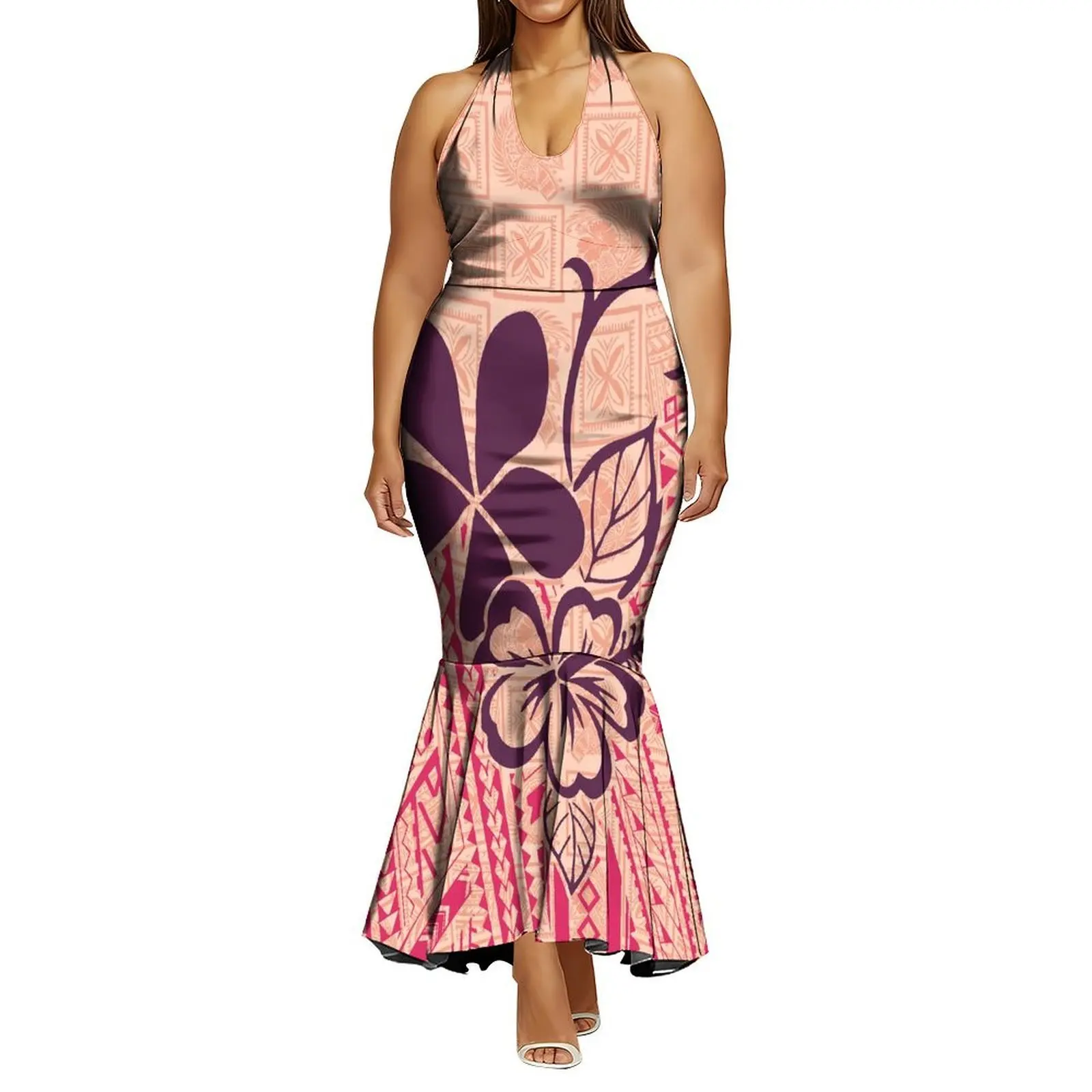 

This Skin-Friendly Fabric Form-Fitting Long Sexy And Elegant Fishtail Dress Is Custom-Made For Polynesians By Tribal Design