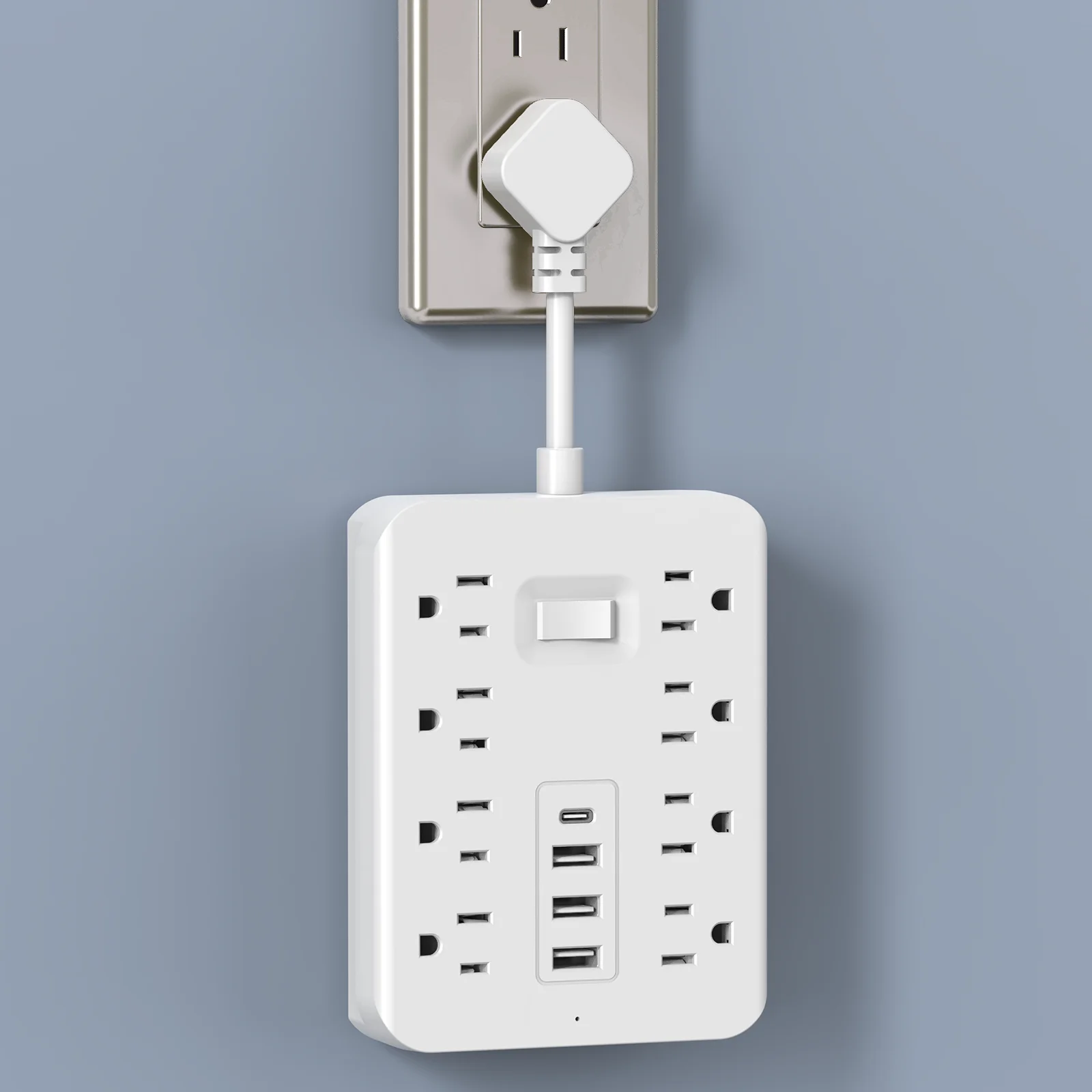 Surge Protector Power Strip, 8 Outlets 4 USB Ports(1USB C),1080J Multi Plug Outlet Extender for RV, Cruise, Travel, Kitchen, Hom