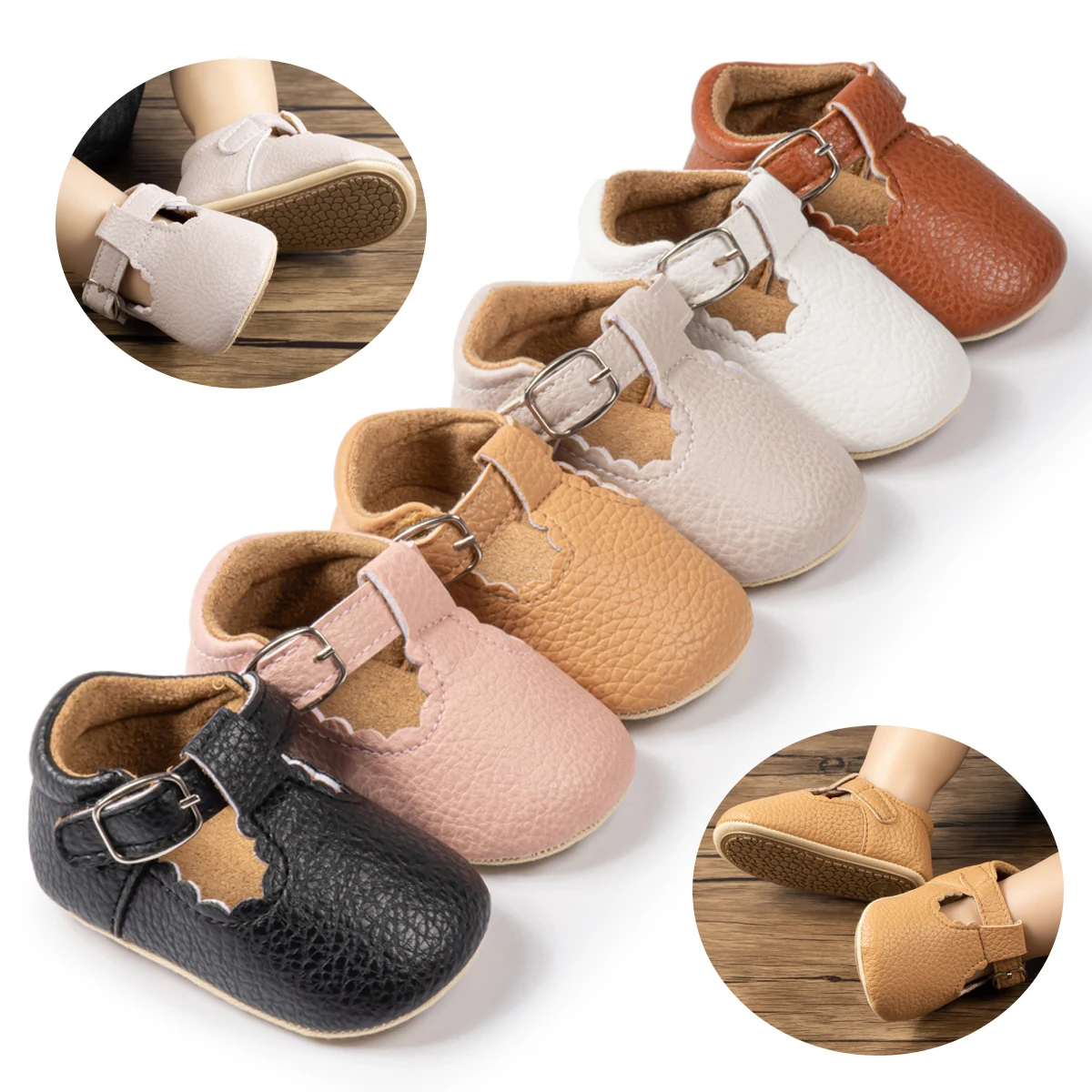 Spring Autumn Baby Girls Casual Retro PU Leather Shoes Princess Wedding Dress Walking Shoes Rubber Soft Anti-slip Sole 6-colors