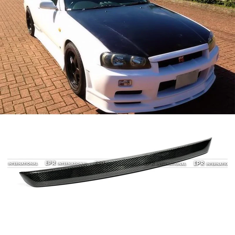

For Nissan Skyline R34 Type-R URAS Type-2 Bonnet Lip - Carbon Fiber/JDM Aero Edge 1999-2002