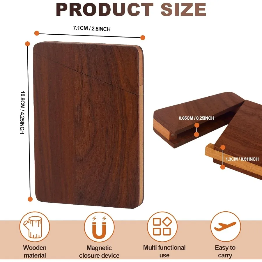 حافظة حامل بطاقات العمل الخشبية، إغلاق مغناطيسي، حامل بطاقات خشبي محمول خفيف الوزن مصنوع يدويًا #2