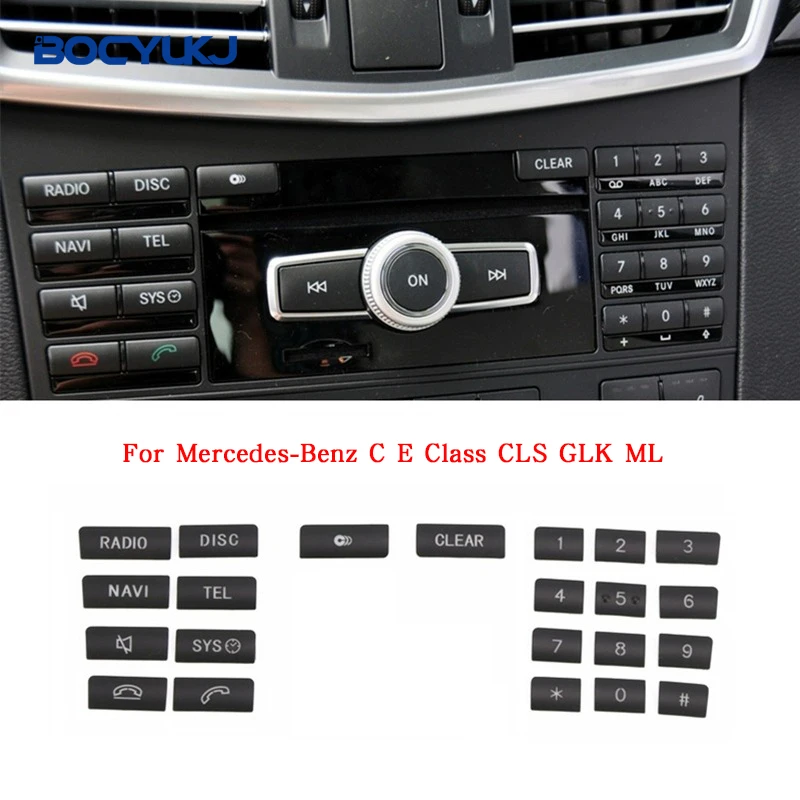 

Car Central Control CD Panel Phone Button Cover Stickers For Mercedes-Benz C E Class ML GLK CLS Interior Trim Patch Accessories