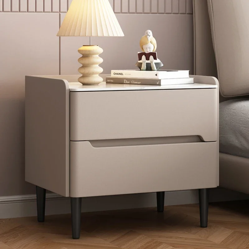 Aesthetic Cream Nightstands Wooden Gray Colour Luxury Minimalist Nightstands Modern White Drawers Comodini Furniture For Bedroom