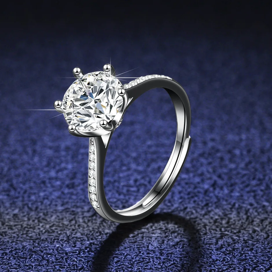Luxury Solid Platinum PT950 Women's Snowflake Six-Claw Crown 2 karat Moissanite Diamond Ring