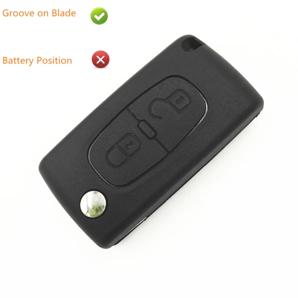 2 Buttons Car Cover Replacement Flip Key Case Blank Shell Has Groove On Battery No  Place For Peugeot 307 407 207