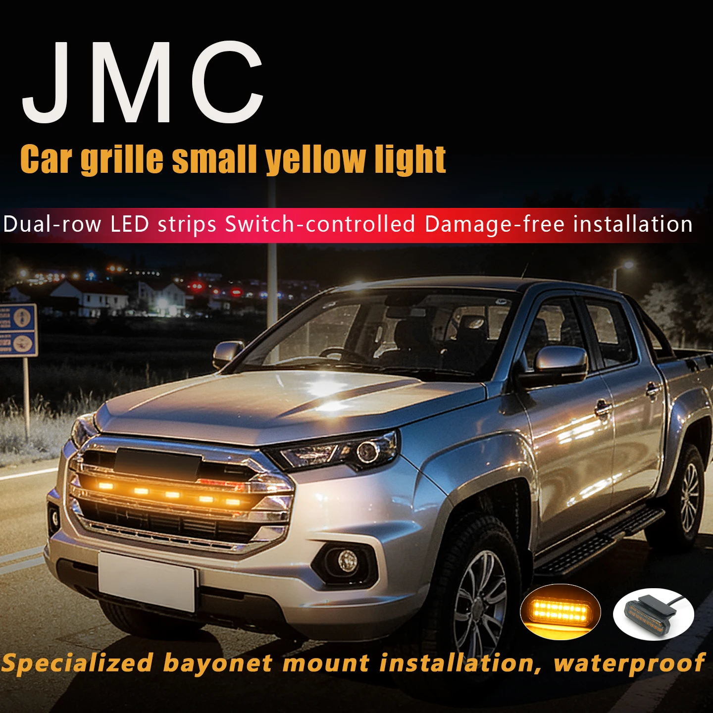Para JMC Grand Avenue Grille Yellow JMC Yuhu 7 LED Kit de conversión especializada-Funciones DRL, decorativas y de foco