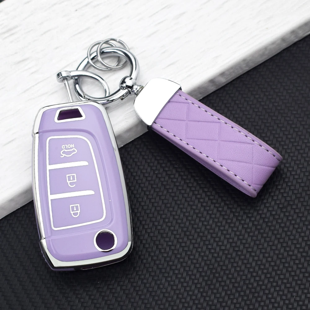 TPU Car Flip Key Case Cover Holder Shell for Hyundai Elantra Solaris Tucson I30 I35 I40 KONA Genesis Santa Fe Azera