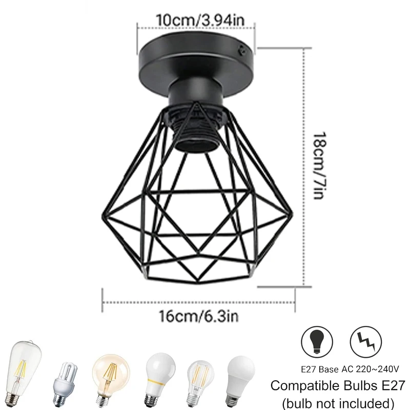 Retro Iron Frame Ceiling Lamp Modern Pendant Lighting for Restaurant Teahouse Indoor Wrought Metal Chandelier Paint