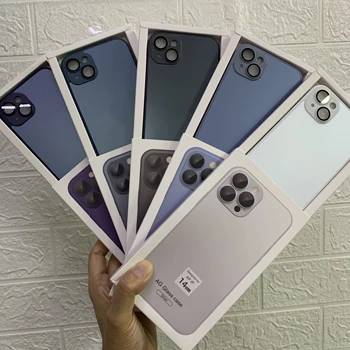 10Pcs/For AG Matte Glass Case For iPhone 15 14 13 12 11 Pro Max Plus Frosted For AG Back Glass Case With Camera Lens Film Hull