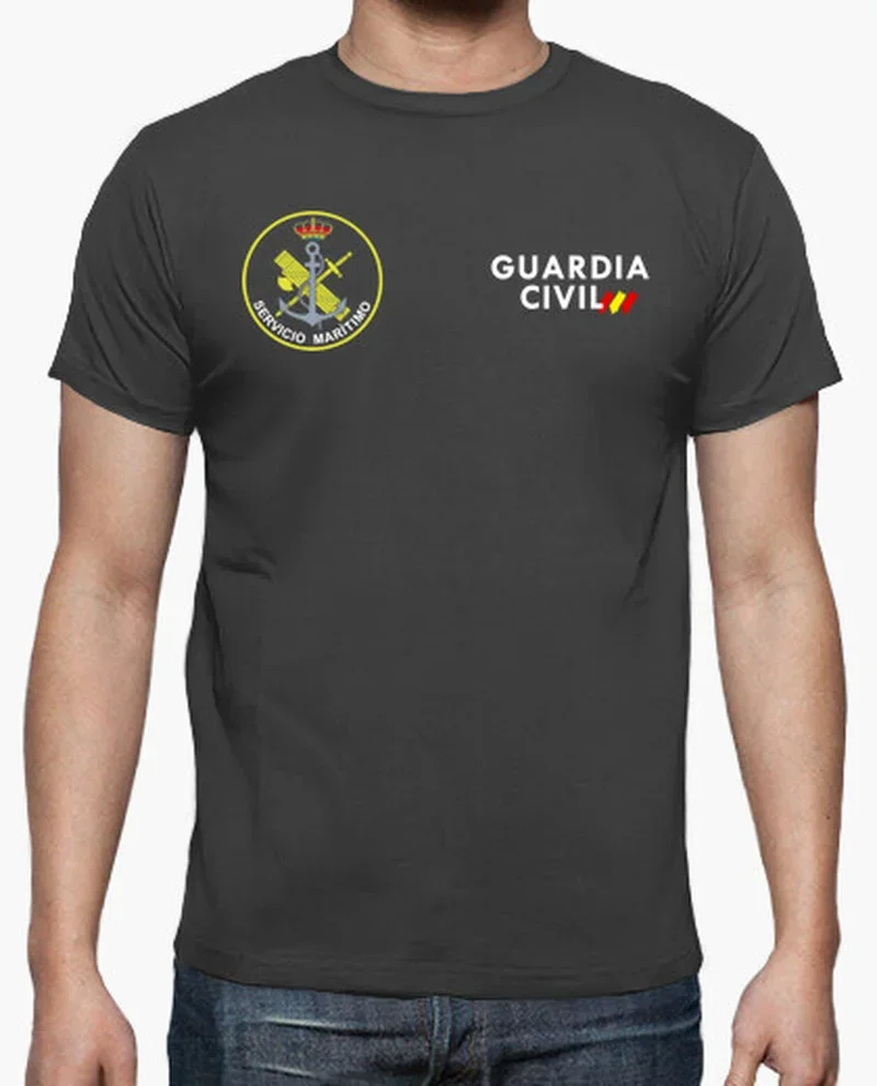 Camiseta de la Guardia Civil de España SM SERVICIO MARITIMO para hombre, camiseta informal de algodón de manga corta con cuello redondo, talla S-3XL
