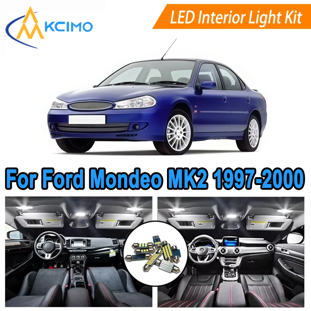 

LED Bulbs For Ford Mondeo MK2 (1997-2000) Interior Lights Dome, Map, License Plate 6000K White​/Blue Door Courtesy Lights Kit