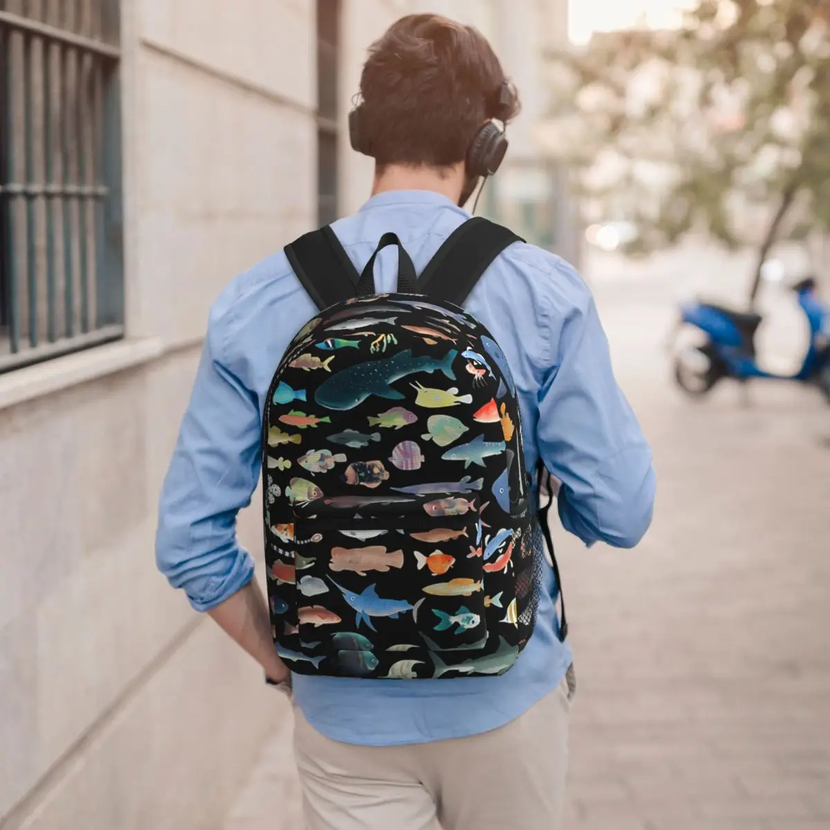 One Hundred Fish Ocean Life Scuba Diving Backpack Boys Girls BookBag Children School Bag Computer Shoulder Bags for Men Women