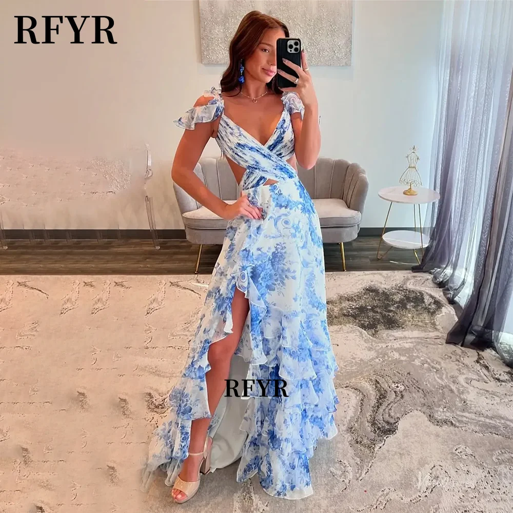 RFYR une ligne florale multicouches robe De bal princesse plis robe De soirée femmes découpé robes De Novia فسات̄ maverapersonnalisé