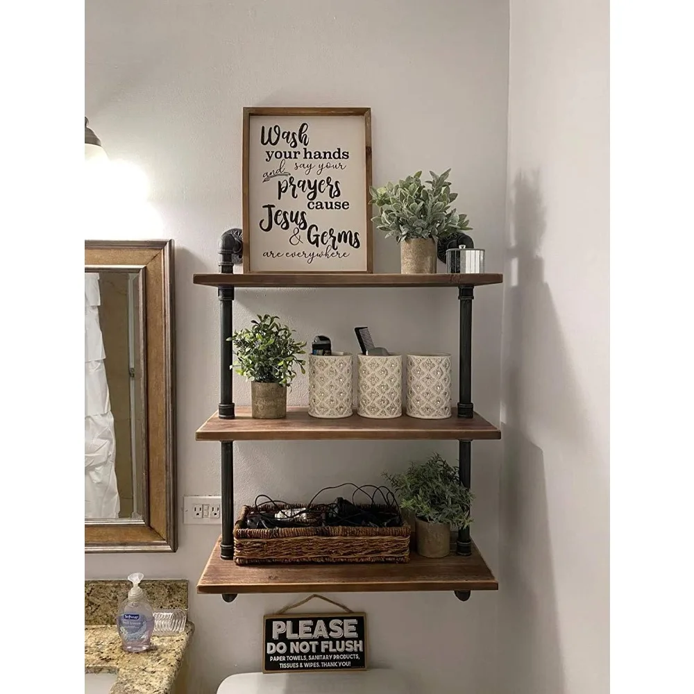 

Industrial Pipe BookcaIndustrial Pipe Bookcase Wall Shelf,Rustic Floating Wood Shelves Shelving (24'')