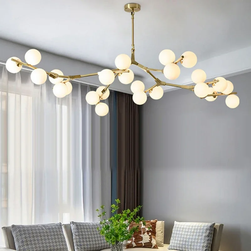 Modern Black Gold LED Chandelier 12/18/24 Glass Balls Ceiling Chandeliers Living Room Kitchen Bedroom Living Room Decoration