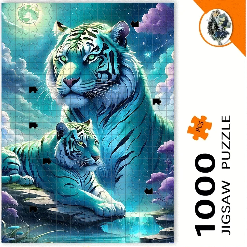 Puzzle da 500 pezzi o 1000 pezzi Tiger & Cubs adatto per adulti - Sfida intermedia con abbinamento genitore, rompicapo