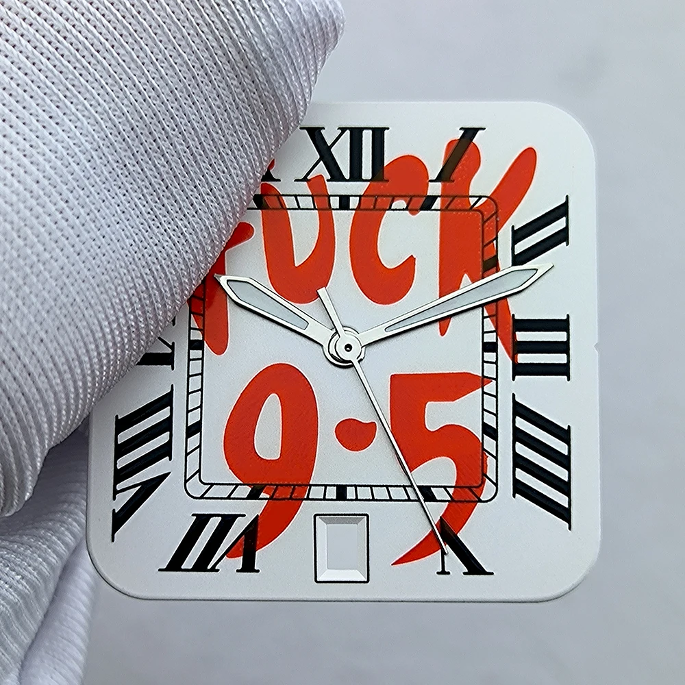 Esfera NH35 de 27mm, esfera cuadrada con logotipo personalizado, números romanos, sin Esfera luminosa, compatible con accesorios de reloj de movimiento NH35