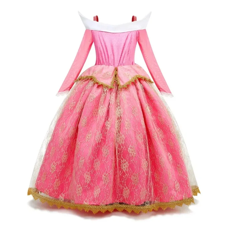 Girls Sleeping Beauty Aurora Princess Halloween Cosplay Dress Off Shoulder Kids Gift Carnival Party Fancy Princess Clothing