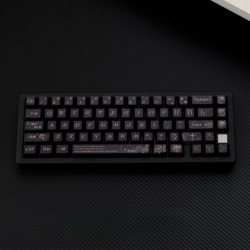 

139 Keys/Set Jet Black Rose Black PBT DIY Custom Romantic Beautiful Keycaps for Cherry MX Switch Alice Mechanical Keyboard Gift