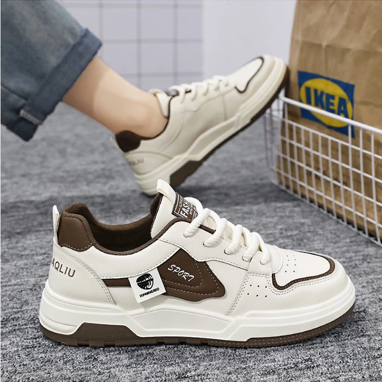 Men's Shoes 2025 New Fashion Breathable White Shoes Trendy All-match Casual Shoes Lace Up Platform Sneakers Zapatillas De Hombre