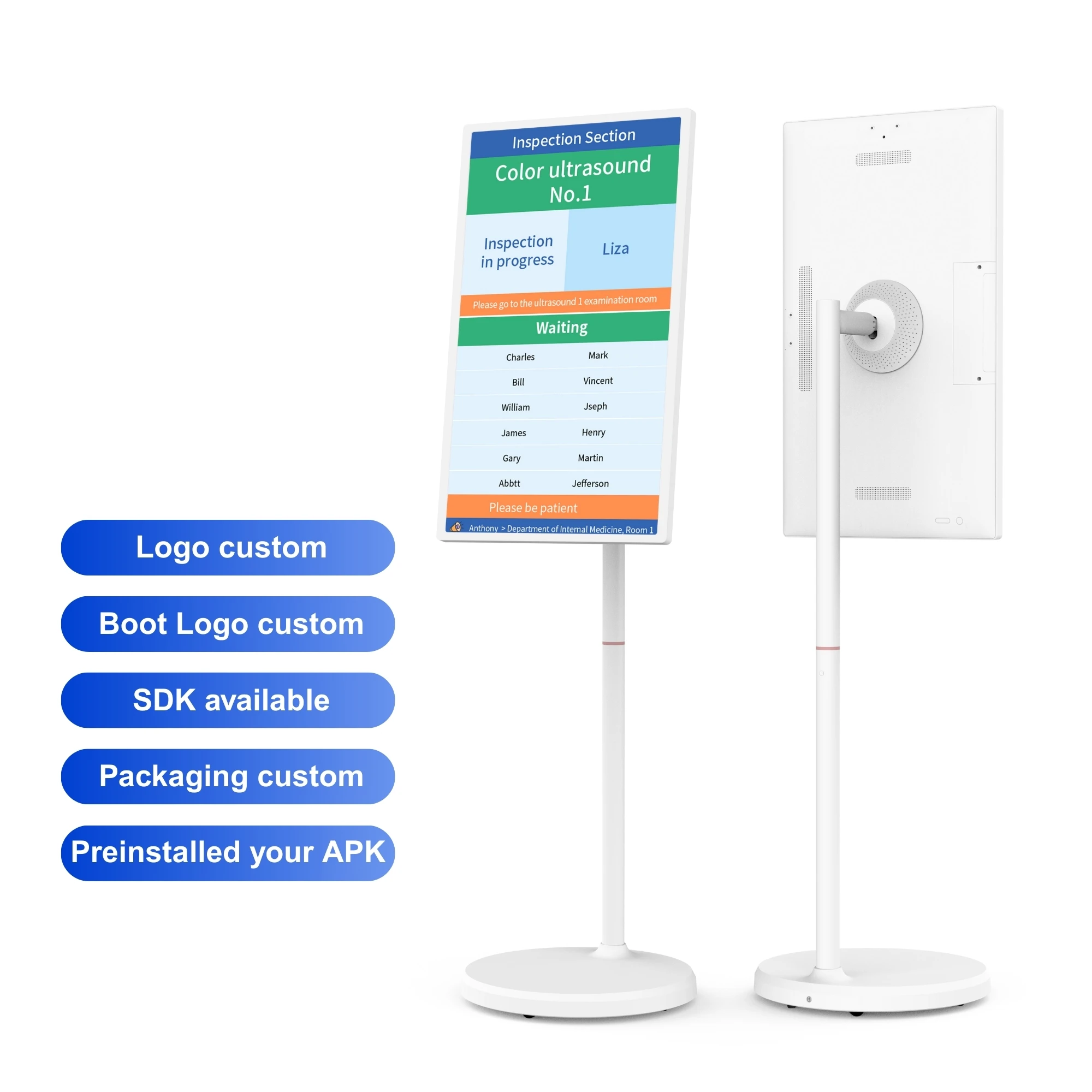 Hot Selling 32 Inch Digital Signage Display 8+128G RK3588S2 Portable Touch Screen Rotate Smart Built-in Speaker For Hospitals