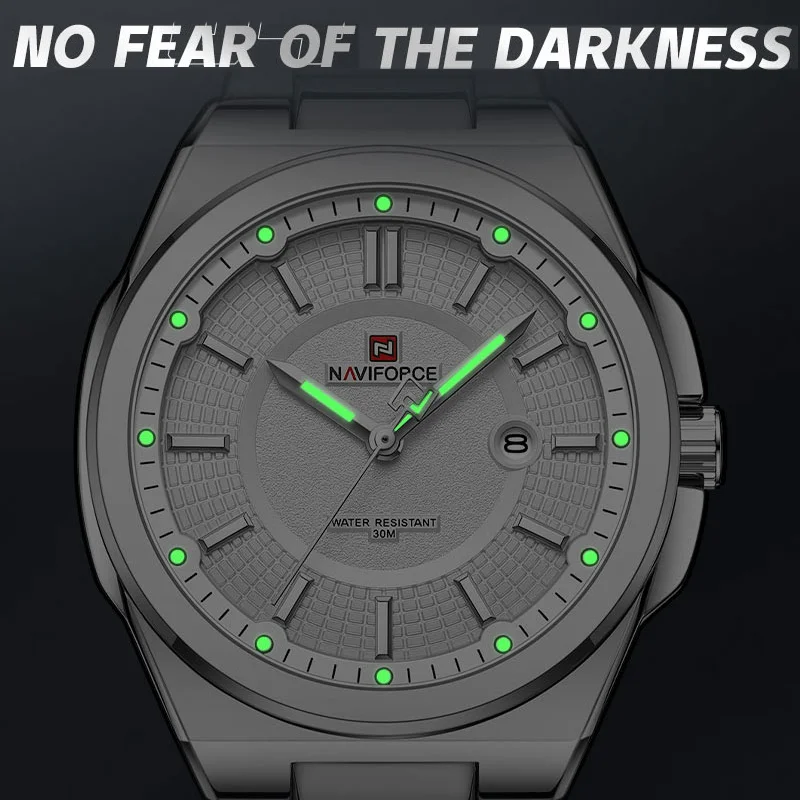 2023 New NAVIFORCE Watch For Men Stainless Steel Band Quartz Wristwatches Male Clock with Luminous Pointers Relogio Masculino