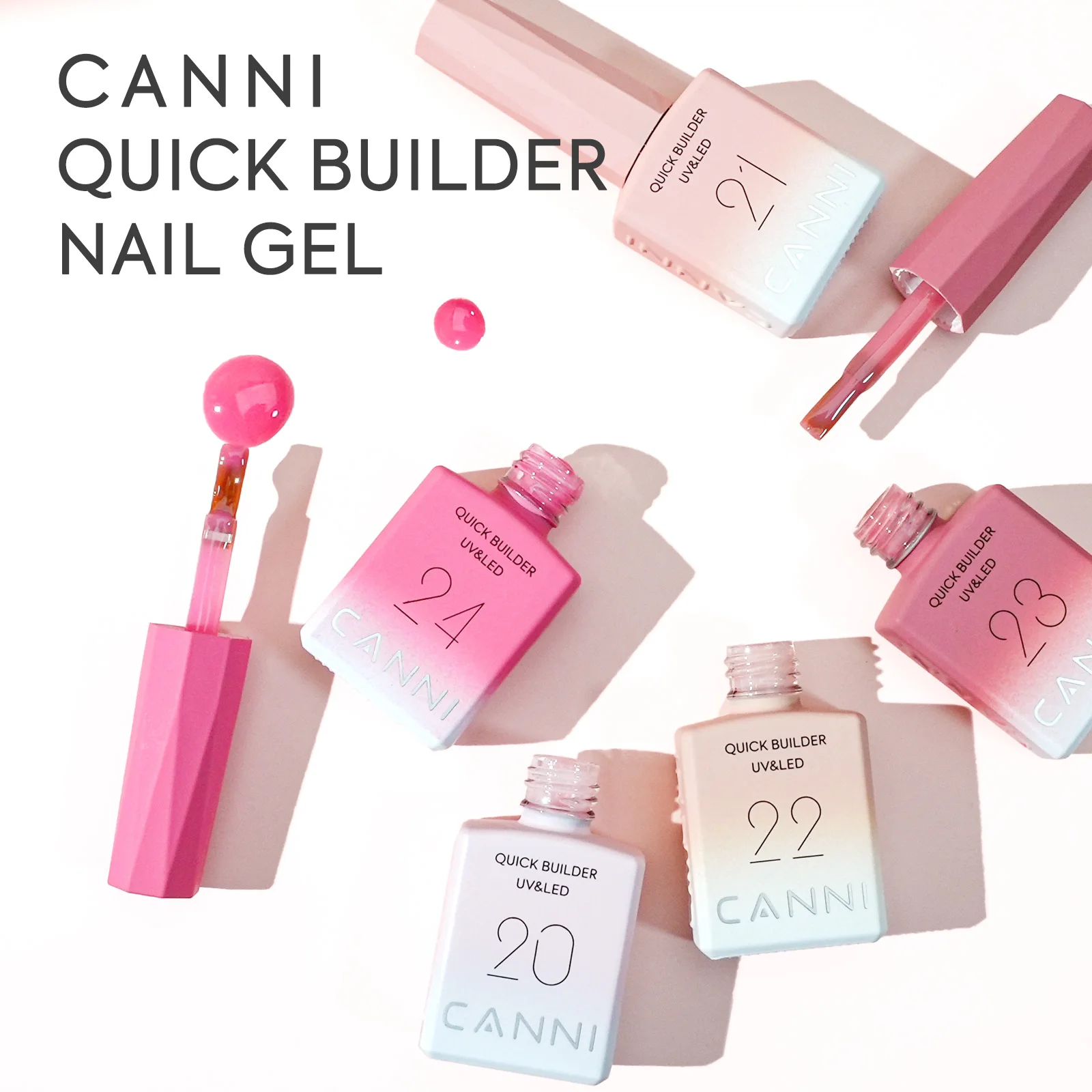 CANNI Quick Builder Nail Gel Set HEMA/TPO FREE 6 Colors 9ml Extension Gel Nail Polish UV LED Soak Off Gel Nail Art Gel
