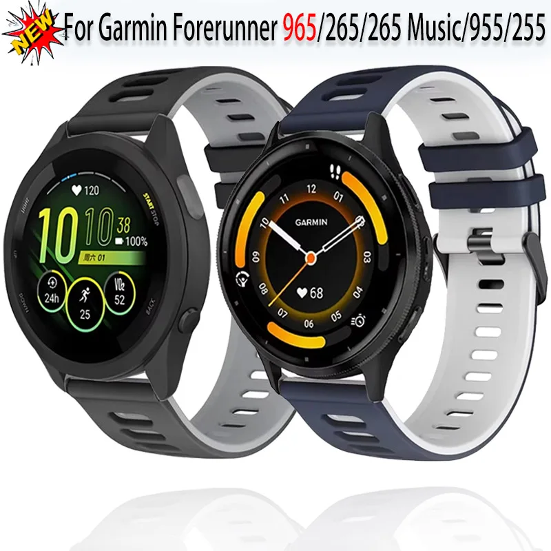 20 мм 22 мм высококачественный силиконовый ремешок для Garmin Forerunner 965/265/265 Music/955/255, двухцветный сменный браслет Garmin Venu 3
