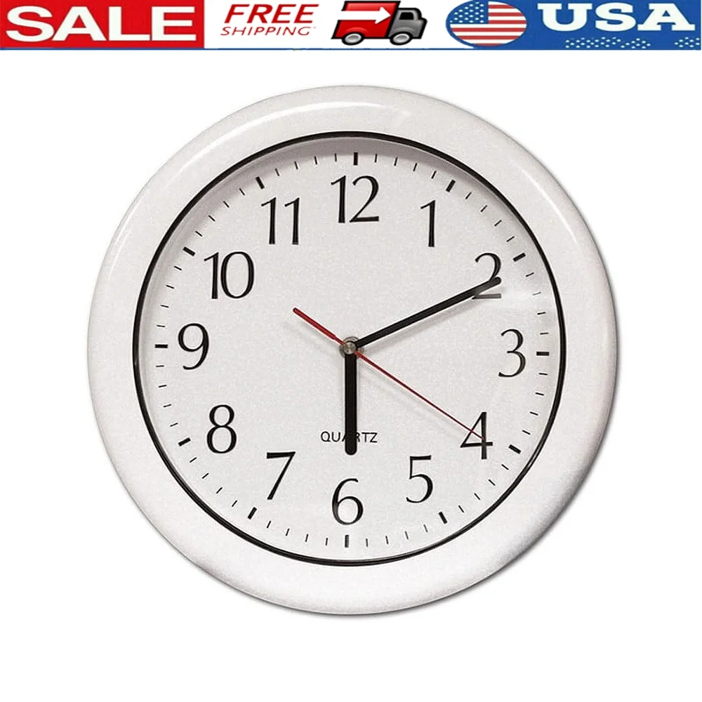 12 Inch Weather Resistant Indoor Outdoor Wall Clock Quartz Movement Large Numbers Battery Operated Easy Read ABS Frame Glass