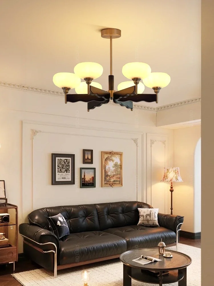 Chandelier hall main light 2025 new black walnut solid wood designer bedroom study lamp
