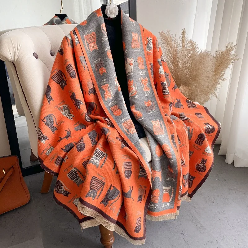 

Women's Autumn Winter New Warm Wool Scarf, Double-sided Cashmere-like Thick Winter Neck Warmer, Air Conditioning Shawl
