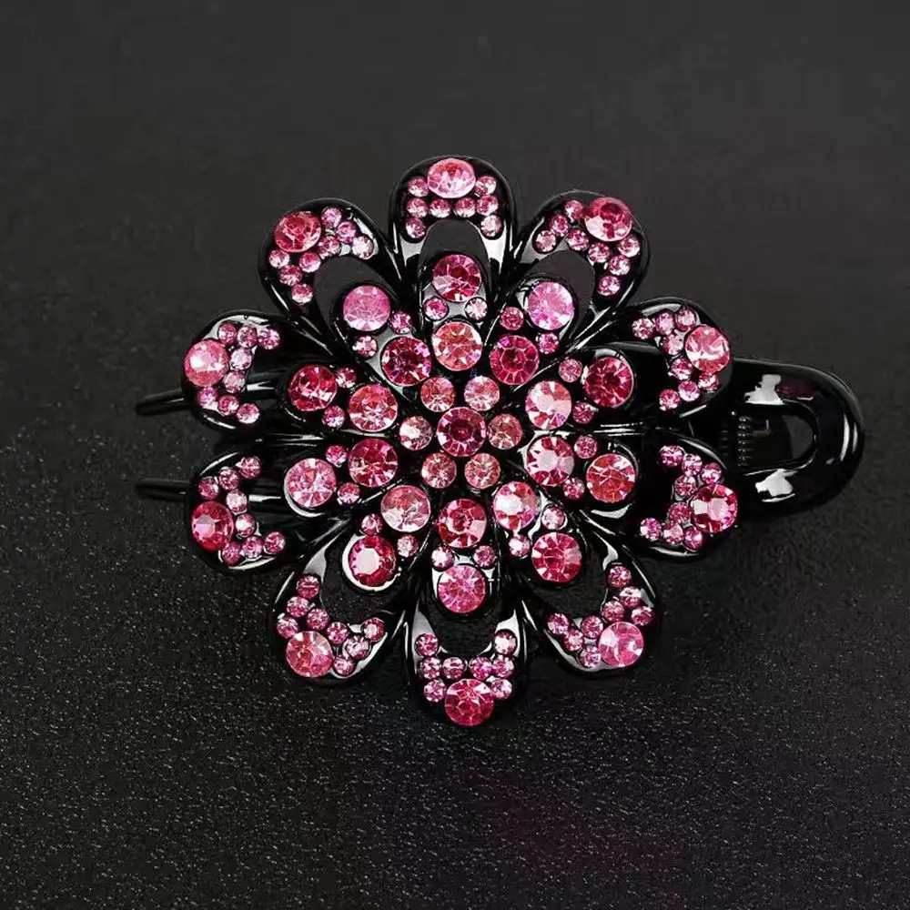 Headwear Mother Hair Claw Resin Rhinestone Duckbill Clip Female Hair Accessories Flower Hair Clip Korean Style Hairpin