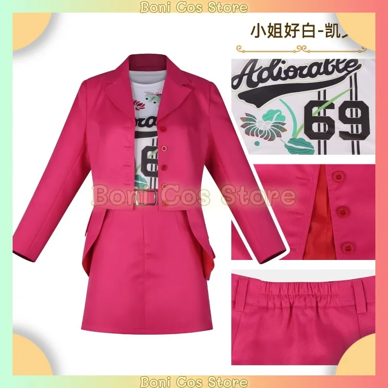 Kevin Copeland White Chicks Cosplay Costume Pink Cropped Blazer Jacket T Shirt Mini Skirt Disguise For Halloween Carnival Party view 2
