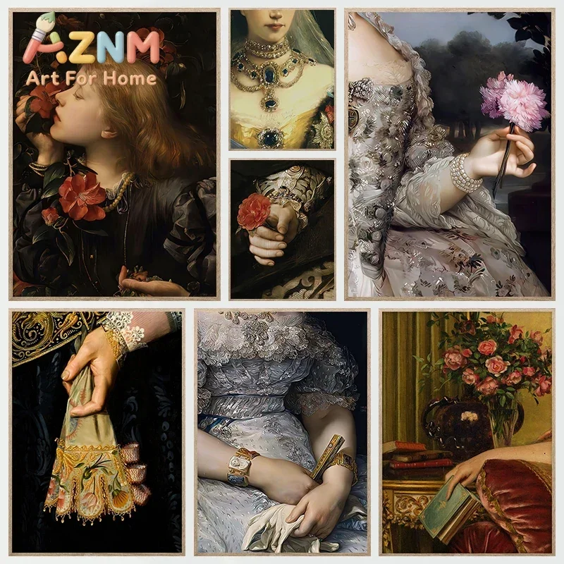 Victorian Era Feminine Baroque Art Eclecticism Retro Posters Prints Canvas Painting Wall Art Picture Living Room Home Decor