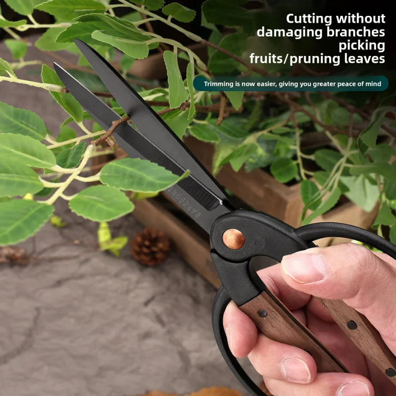 Vintage Style Garden Shears Heavy Duty Steel Pruning Scissors for Outdoor Landscaping Home Gardening Blackened Finish