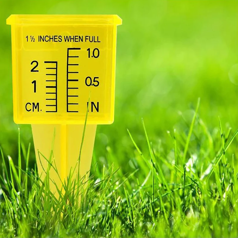 5pcs Durable Plastic Sprinkler Bright Yellow Transparent Rain Gauge Garden Water Gauge Outdoor Water Measuring Tool