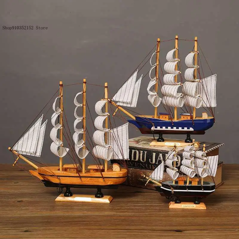 Pirate Ship Sailing Wooden Sailing Model Home Decorative Accessories Living Room Ship Model