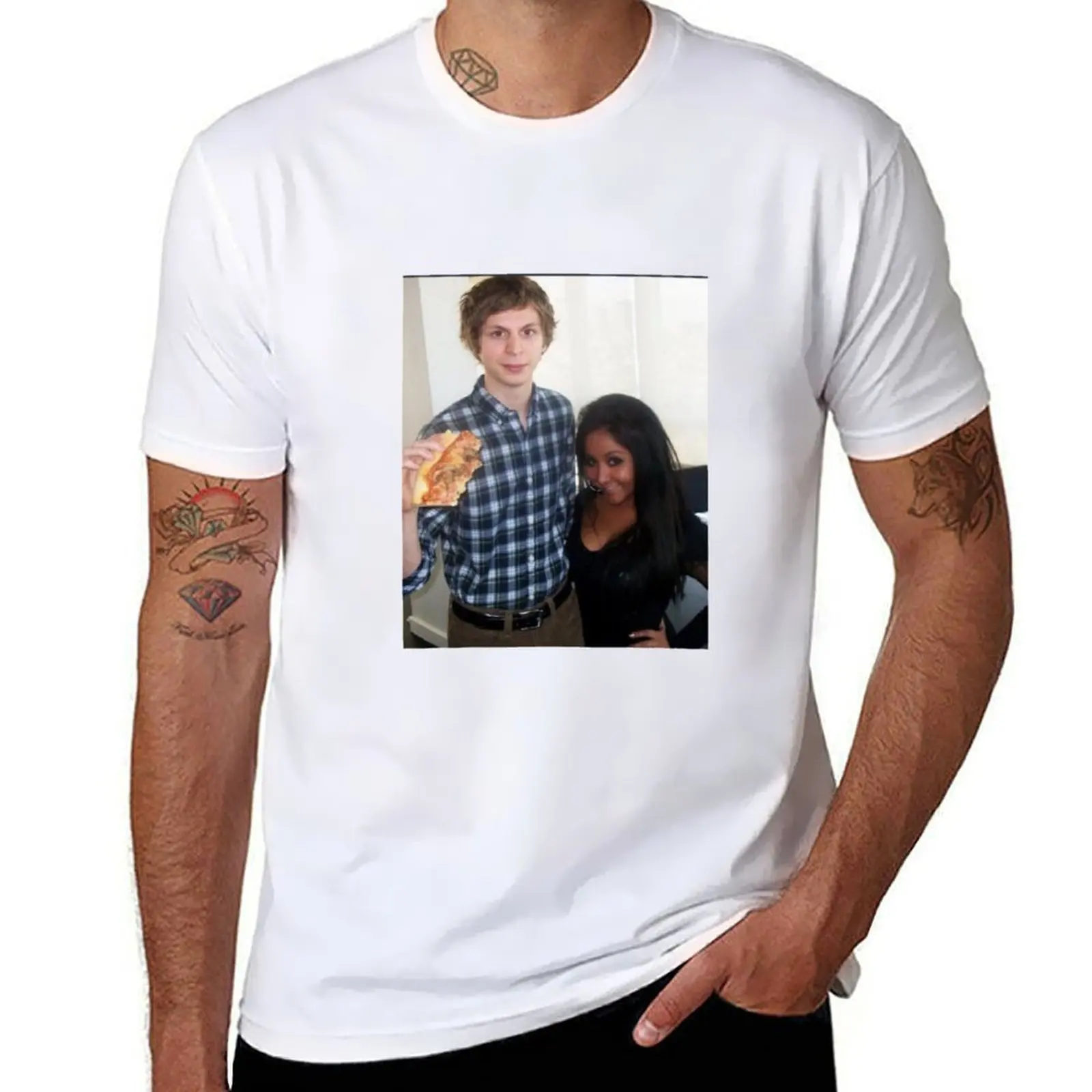 

snooki and michael cera T-Shirt cotton t shirt man t shirt man plain t shirts for man graphic vintage T-Shirt
