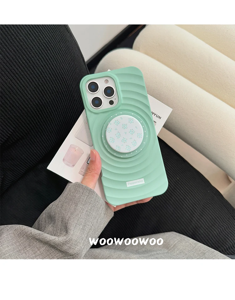 Casing Ponsel Magnet Titik Riak Hijau Mint Segar Baru untuk iPhone 16 15 14 13 Pro Max Fundas Iphone 13 Sampul Pelindung Casing
